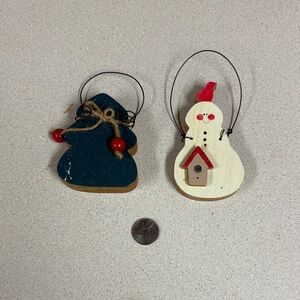 Festive Snowman and Tree Holiday Ornaments